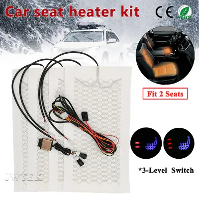 12V Universal Carbon Fiber Heat Pads Car Seat Heater 3 Level Heated Round Switch • $40.78