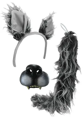 $17.95 • Buy Big Bad Wolf Ears Tail Mini Nose Mask Werewolf Animal Wolfman Costume Kit Set
