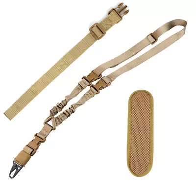 Single One Point Bungee Gun Rifle Sling W/ Shoulder Pad+QD HK Clip+Swivels Strap • $15.98