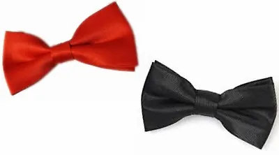 Black Red Bow Dickie Pre Tied Opera James Bond Chaplin Oliver Hardy Fancy Dress • £2.83