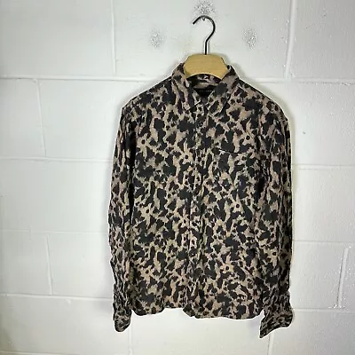 Allsaints Shirt Mens Medium Black Brown Montaud Animal Print Pattern Leopard • £33.95