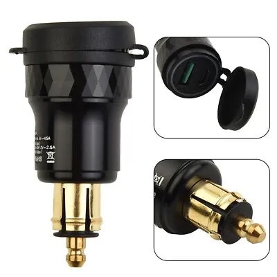 £11.71 • Buy Dual USB BLACK Charger DIN Plug Socket Adapter For Motorcycle 5V EASY TO USE