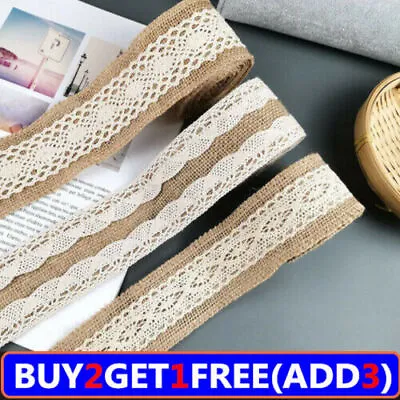 Lace Linen Strip Webbing 6x200cm Flax Fabric Strap Chair Table Craft Ribbon • £5.49