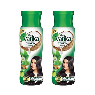 Dabur Vatika Enriched Coconut Hair Oil For Hair Fall Control Each 300ml Pack Of2 • $14.81