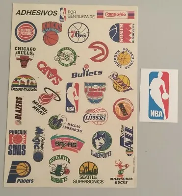  Vintage Logo Nba Teams Sheet Campofrio Rare + 1986 Super Canasta Logo Nba  • $75