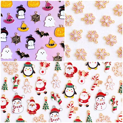 £1.49 • Buy Halloween Christmas Charms Enamel Pendants Jewellery Earrings Key Ring Metallic