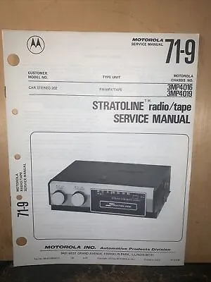 Motorola Car Stereo Model 202 -Service Manual- Stratoline 8 Track. Schematics • $14.55