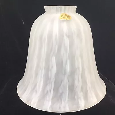 Vintage CW Vianne Satin Glass Shade Bell Shape Handblown White Stripe France(12) • $30