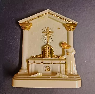 Vintage 50's Catholic Gold-trimmed Mini Plastic Altar-Tabernacle With Chalice. • $20