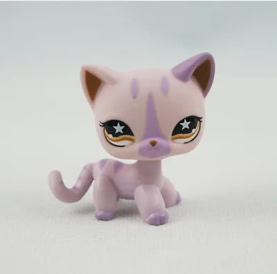 £11.99 • Buy Littlest Pet Shop LPS Toys Pink & Purple Orange Eyes #933 Short Hair Cat