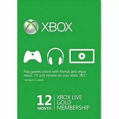 Microsoft Xbox Live Gold 12 Month Membership Card • £44.99