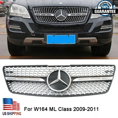 Black Diamond Grille Grill For Mercedes-Benz ML350 ML500 ML63 AMG W164 2009-2011 • $80.09