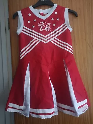 Christmas Present Girl S Red & White High School Musical Cheerleader Dress 5-8y • £5.04