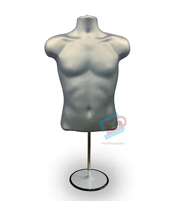 Male Mannequin Display Lingerie Half Body With Round Stand  SILVER Male (sld3/4) • £25