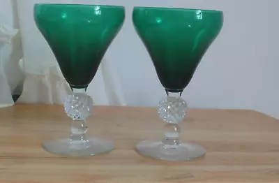 Morgantown Old English Venetian Emerald Golf Ball 2-  6 ¼” Water Goblet  Glass • $29.99