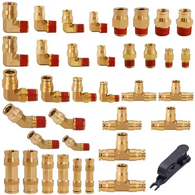 37pcs Brass Dot Air Brake Line Fittings Assortment Kit 1/4  3/8  1/2  Push To Co • $112.30