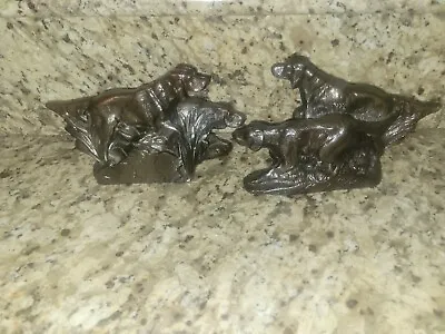 Vintage Irish Setter Pointer Hunting Dog Bookend Statue Metal Copper Bronze Set • $39.99