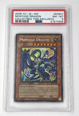 YuGiOh Montage Dragon CT05-ENS01 Collectible Tins Exclusive PSA 8 • $35