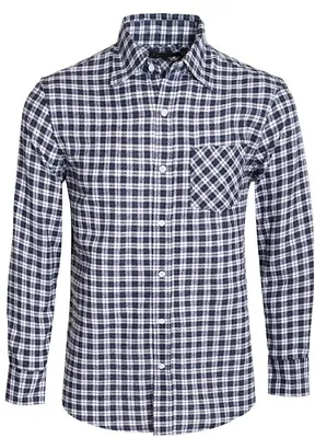 Activia Mens Flannel Button Down Shirt M Slim Black Blue Plaid Check Pocket NWT • $14.50