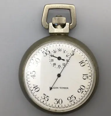 Vintage Elgin Military Timer Watch Silver Tone 49mm Stopwatch • $169.99