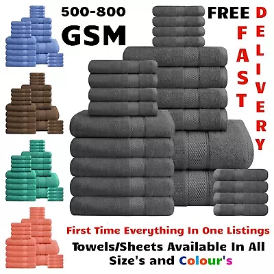 Luxury 100% Egyptian Cotton Soft Face Hand Bath Towel Sheet Bale Set 500-800 GSM • £3.69