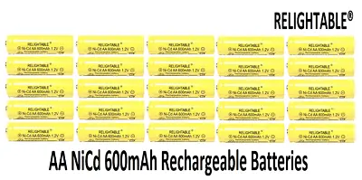 25-PCS 1.2V Rechargeable NiCd AA 600 MAh Batteries Ni-Cd For Solar Lights A25 • $15.99