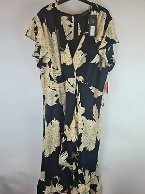 £19.99 • Buy Ax Paris Curve Mono Floral Wrap Midi Dress Size 20 **** V326