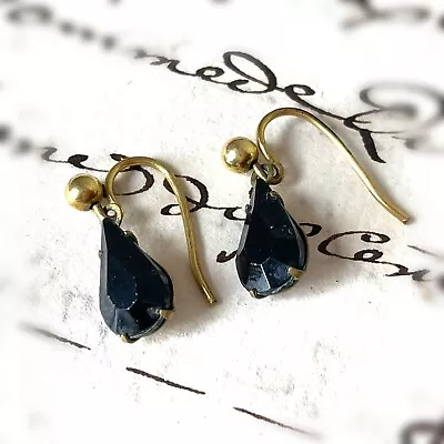 Antique Edwardian / 1920s BLUE PASTE DROP EARRINGS Vintage Flapper GREAT GATSBY • £39