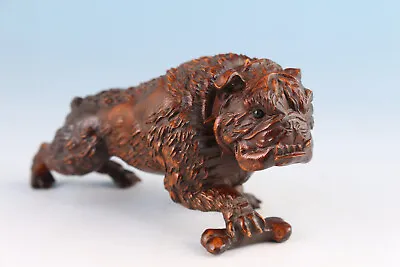 £80.39 • Buy Fierce Collectable Chinese Old Boxwood Handmade Dog Bulldog Netsuke Statue