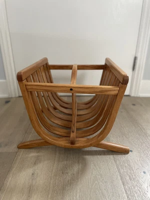 $100 • Buy 2 Vintage Bentwood Oak Magazine Stand Racks Storage Mid Century Mcm $100 Each