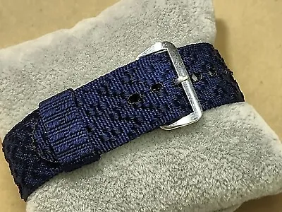 1960's-1970's NOS 18mm Navy Blue Woven Nylon 1 Piece Military Style Watch Band • $18.95