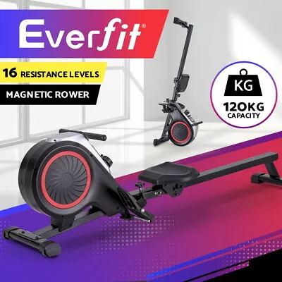 Everfit Rowing Machine 16 Levels Foldable Magnetic Rower Gym Cardio Workout • $254.95