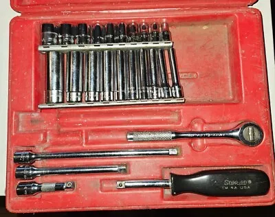 SNAP-ON TOOLS 1/4  DRIVE SAE 6PT DEEP/SHALLOW SOCKET SET W/MATCO RATCHET 25pcs • $399.99