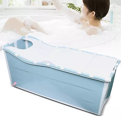 Foldable Bathtub Adults Large Freestanding Portable Plastic Shower Bucket Blue • $170