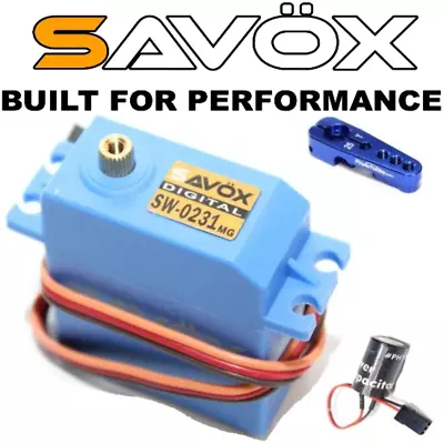 Mega Combo - Savox SW-0231MG Waterproof Servo + Glitch Buster + Aluminun Horn • $44.99