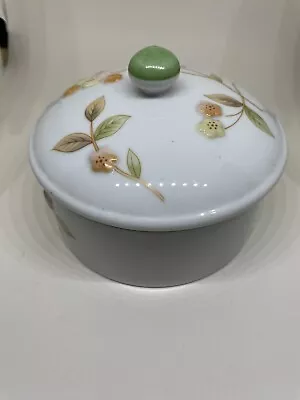 Marks And Spencers Trinket Pot  Lid For Keepsakes Jewellery White Green Beige • £3.99