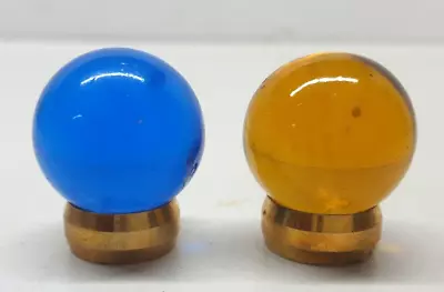 2 Vintage Marbles (1) Blue 1  & (1) Amber 1  Transparent Shooters • $9