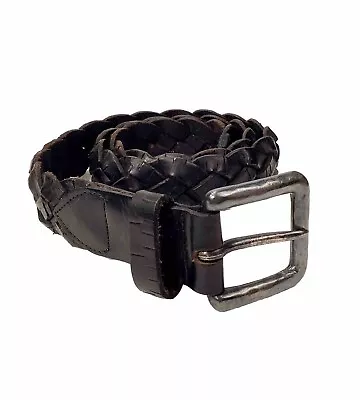 ANOTHER LINE INC. Men’s Belt Brown Leather Braided Silver Buckle 40” L   1.5” W • $13.50