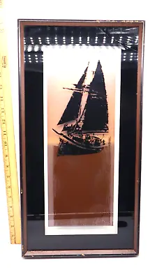 Virgil Thrasher Sailboat  Lucid Lines Mid-Century Art 1970s Shadow Box VTG 20  • $49.99