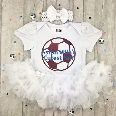 £19.99 • Buy BABY GIRL ASTON VILLA FOOTBALL OUTFIT, Cutest Fan Newborn Football Kit Tutu