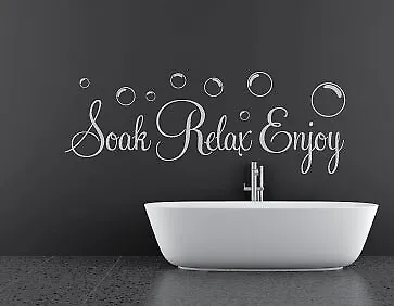 £18.99 • Buy Soak Relax Enjoy Bathroom Wall Decal Bath Words Sticker Ensuite Shower