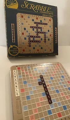 Scrabble Board Game 1982 Vtg. Deluxe Edition Turntable Burgundy Tiles Complete • $49.95