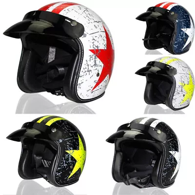 DOT Vintage Motorcycle Helmet Open Face 3/4 Scooter Bobber Chopper Biker Helmet • $118.19