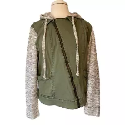 MOSSIMO Supply Co Mossy Green Diagonal Front Zipper Hooded Jacket Jr XXL • $21