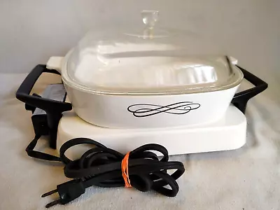 CORNING WARE ELECTRIC SKILLET HOT PLATE W/ 10 X10  SKILLET CASSEROLE GLASS LID • $99.99