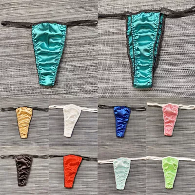 Mens Satin Silk Ruffles Briefs Underwear Sissy Pouch Thong Panties Underpants • £3.23