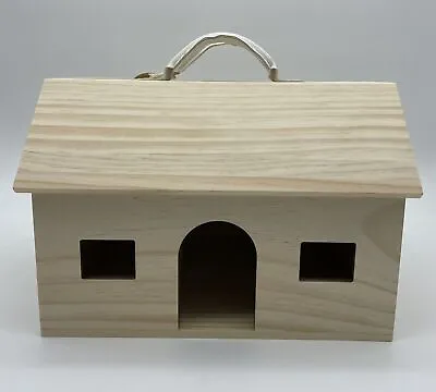 Handmade Wooden Pinewood Doll House Barn With Leather Carry Handle Metal Latch • £21.99