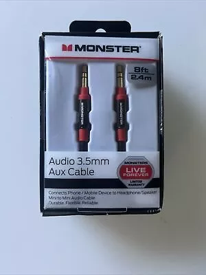 Monster 8-FT 2.4 M AUDIO 3.5 MM AUX CABLE Gold Contacts HD Audio New In Box • $20