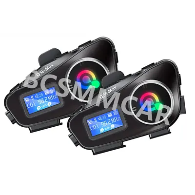 2x Motorcycle Intercom Helmet Bluetooth Headset LCD Display Music Share Earphone • £46.32