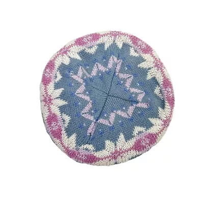 £7.39 • Buy Vintage Notice Knit Women's Beret Hat- Winter- Blue Purple